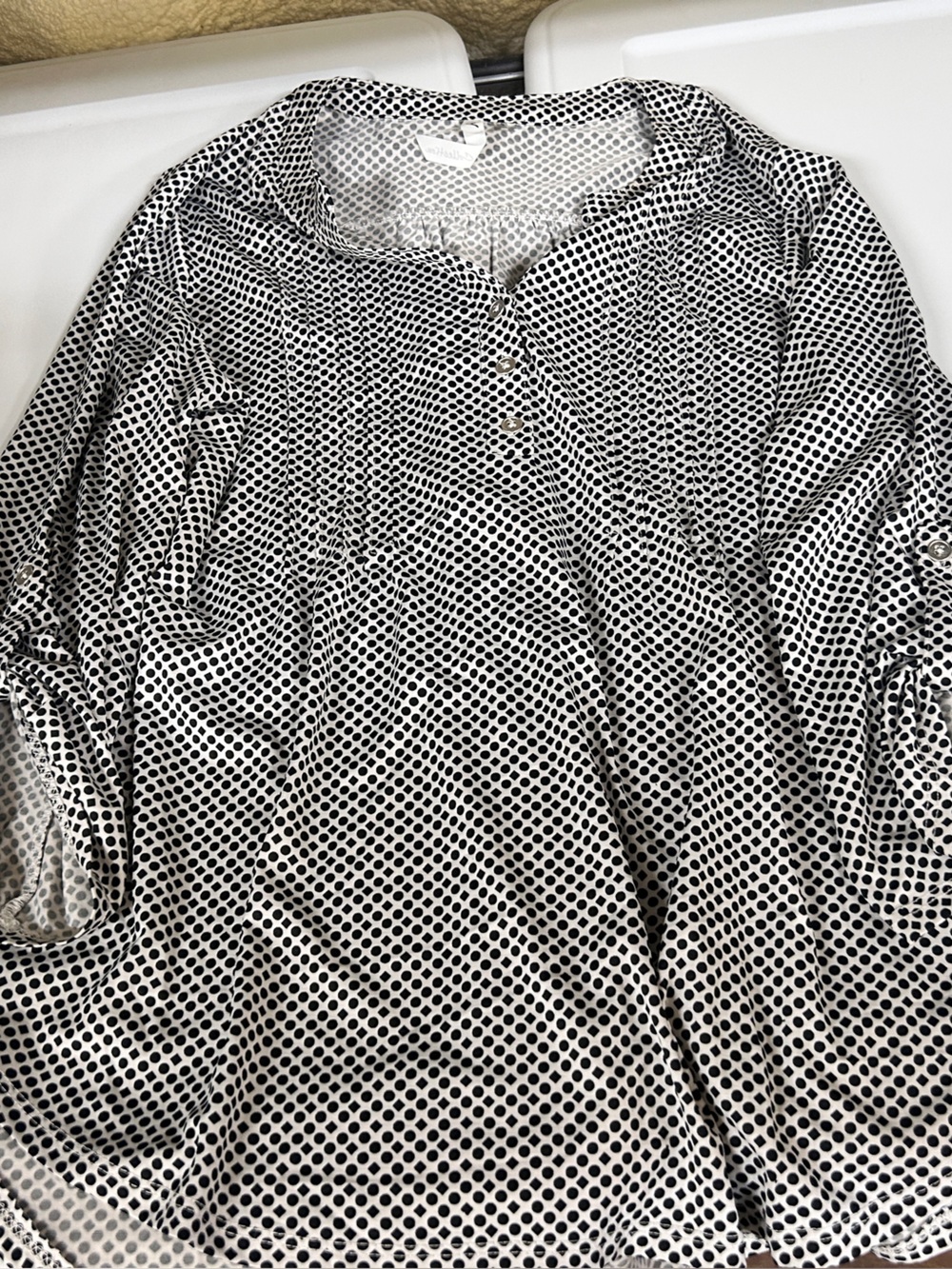 Women’s Medium Black and White Polka Dot Blouse